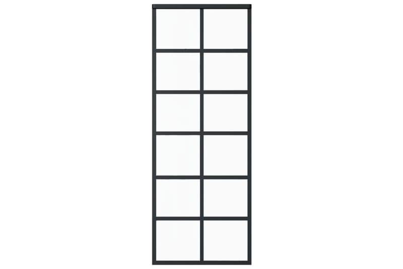 skydedør 76x205 cm sikkerhedsglas og aluminium sort - Sort - Hus & renovering - Byggeri - Dørre & porte - Skydedøre