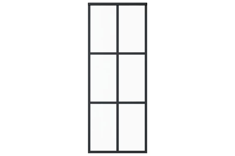 skydedør 76x205 cm sikkerhedsglas og aluminium sort - Sort - Hus & renovering - Byggeri - Dørre & porte - Skydedøre