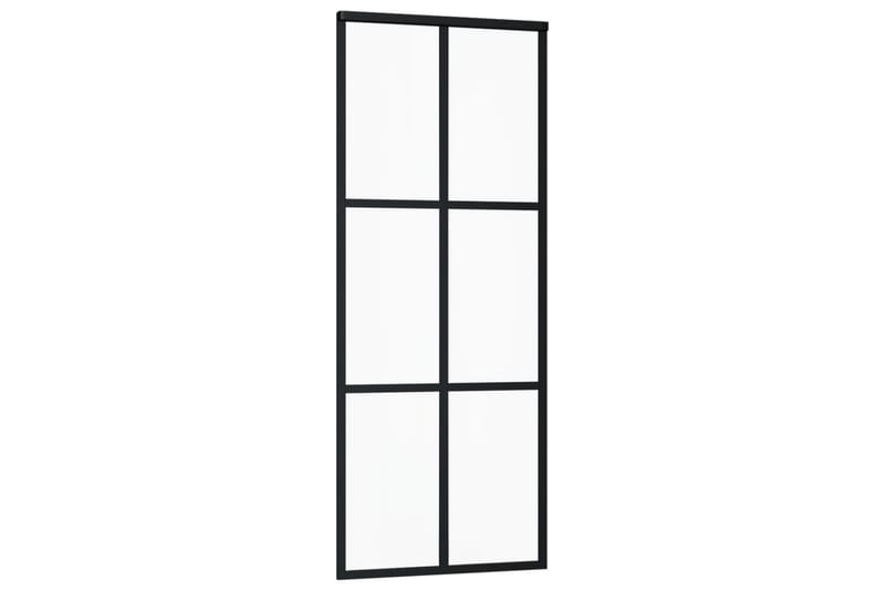 skydedør 76x205 cm sikkerhedsglas og aluminium sort - Sort - Hus & renovering - Byggeri - Dørre & porte - Skydedøre