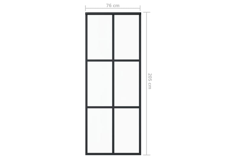 skydedør 76x205 cm sikkerhedsglas og aluminium sort - Sort - Hus & renovering - Byggeri - Dørre & porte - Skydedøre