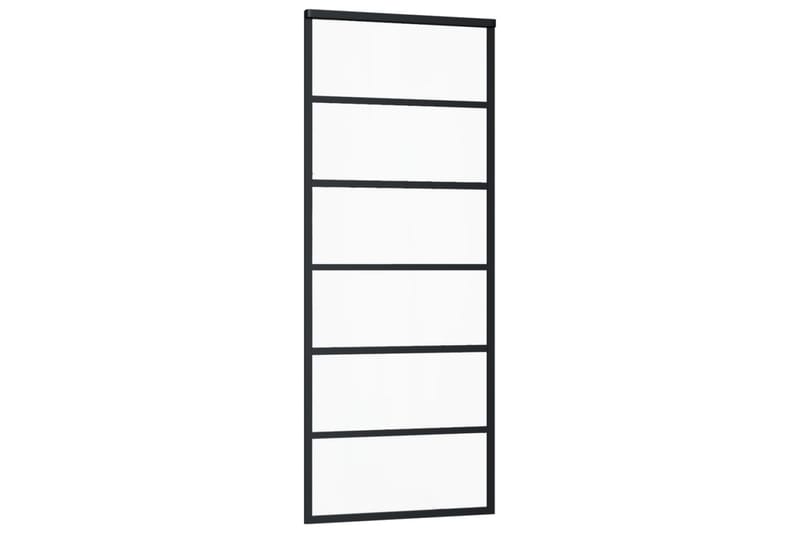 skydedør 76x205 cm sikkerhedsglas og aluminium sort - Sort - Hus & renovering - Byggeri - Dørre & porte - Skydedøre
