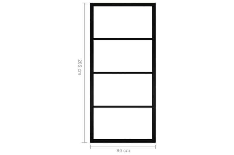 skydedør 90x205 cm aluminium og sikkerhedsglas sort - Sort - Hus & renovering - Byggeri - Dørre & porte - Skydedøre