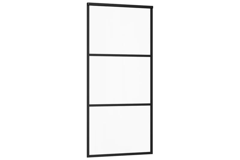 skydedør 90x205 cm sikkerhedsglas og aluminium sort - Sort - Skydedøre