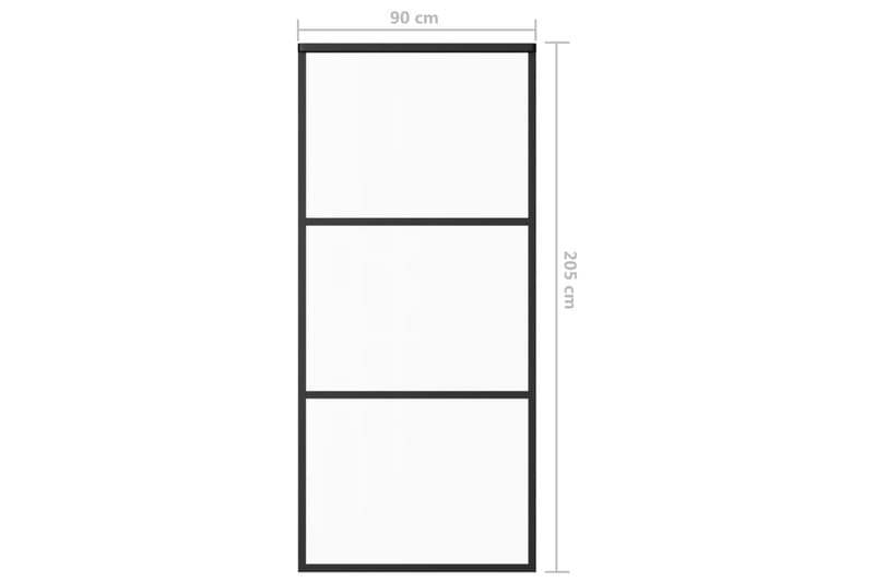 skydedør 90x205 cm sikkerhedsglas og aluminium sort - Sort - Skydedøre