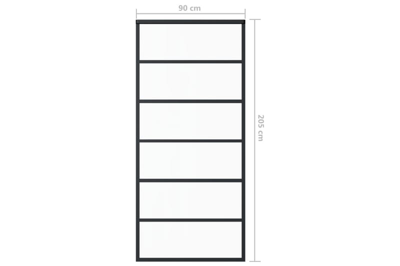 skydedør 90x205 cm sikkerhedsglas og aluminium sort - Sort - Skydedøre