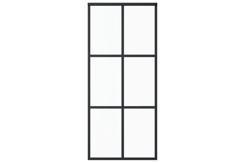 skydedør 90x205 cm sikkerhedsglas og aluminium sort - Sort - Hus & renovering - Byggeri - Dørre & porte - Skydedøre