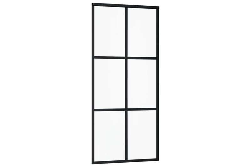 skydedør 90x205 cm sikkerhedsglas og aluminium sort - Sort - Hus & renovering - Byggeri - Dørre & porte - Skydedøre