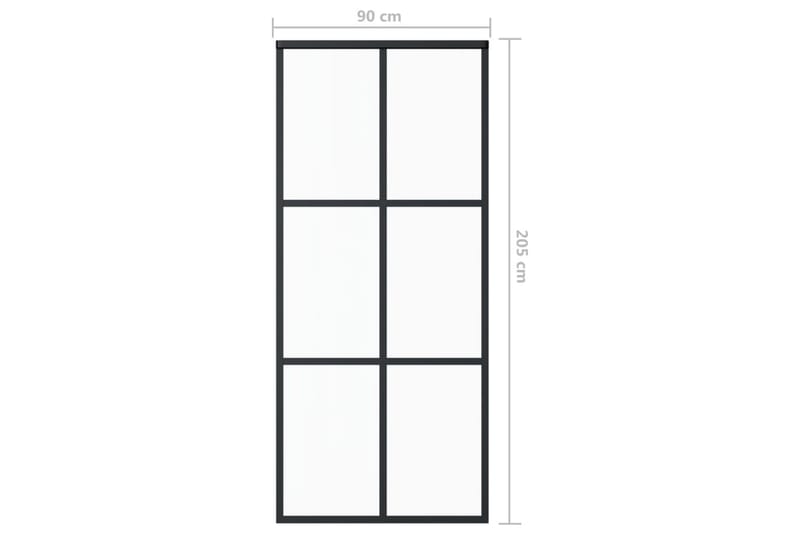 skydedør 90x205 cm sikkerhedsglas og aluminium sort - Sort - Hus & renovering - Byggeri - Dørre & porte - Skydedøre