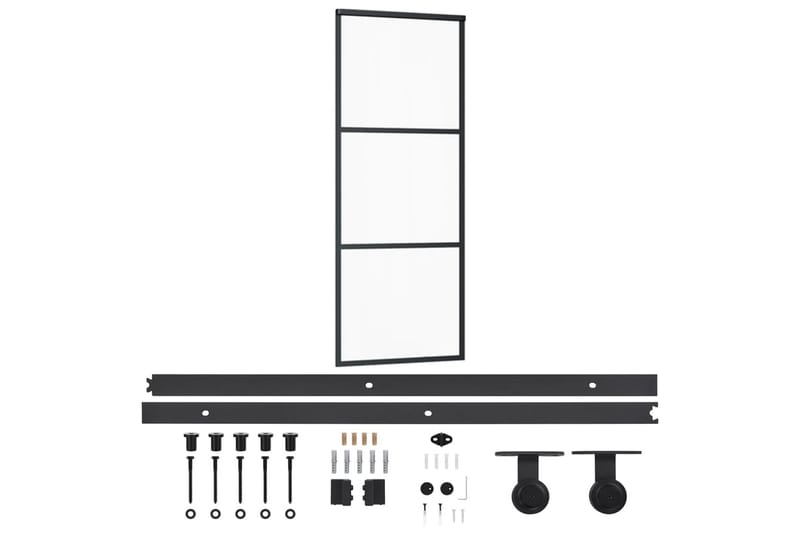 skydedør m. monteringssæt 76x205 cm - Sort - Hus & renovering - Byggeri - Dørre & porte - Skydedøre