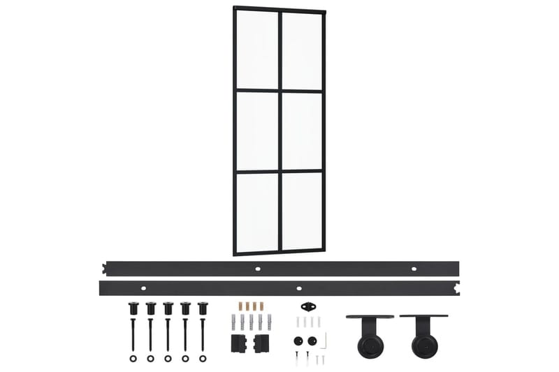 skydedør m. monteringssæt 76x205 cm - Sort - Hus & renovering - Byggeri - Dørre & porte - Skydedøre