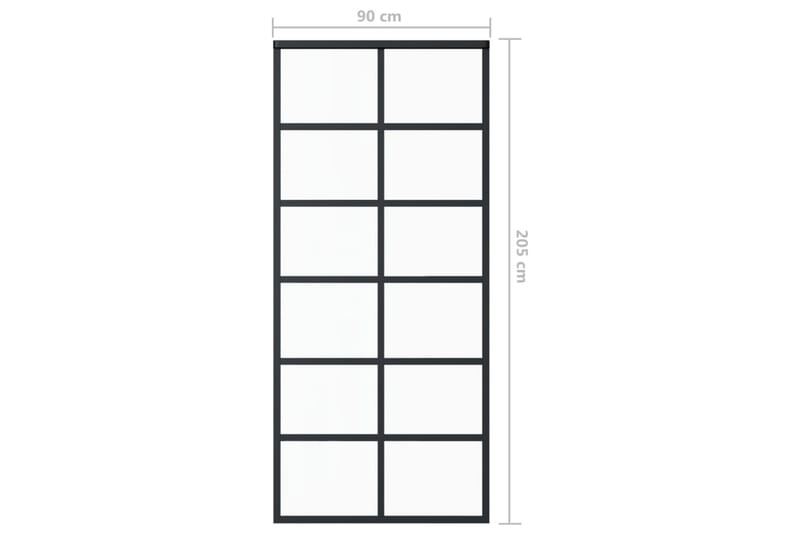 skydedør m. monteringssæt 90x205 cm - Sort - Skydedøre