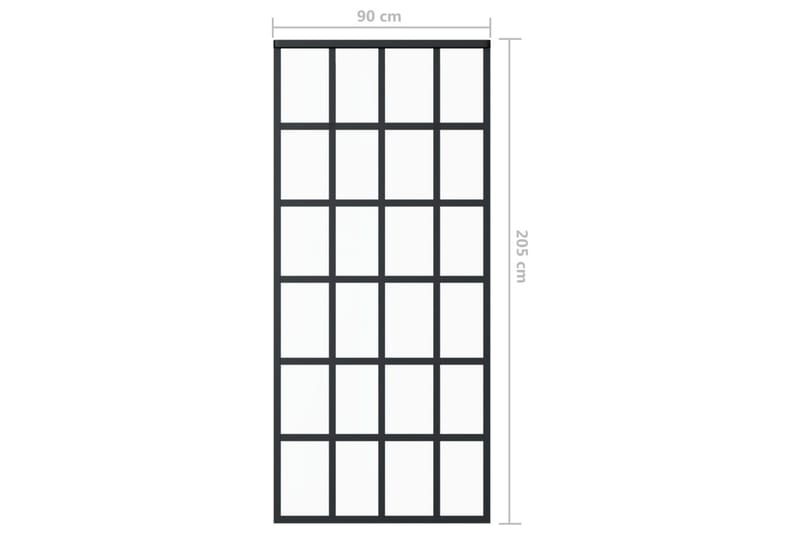 skydedør m. monteringssæt 90x205 cm - Sort - Skydedøre