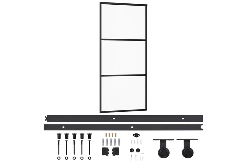 skydedør m. monteringssæt 90x205 cm - Sort - Skydedøre