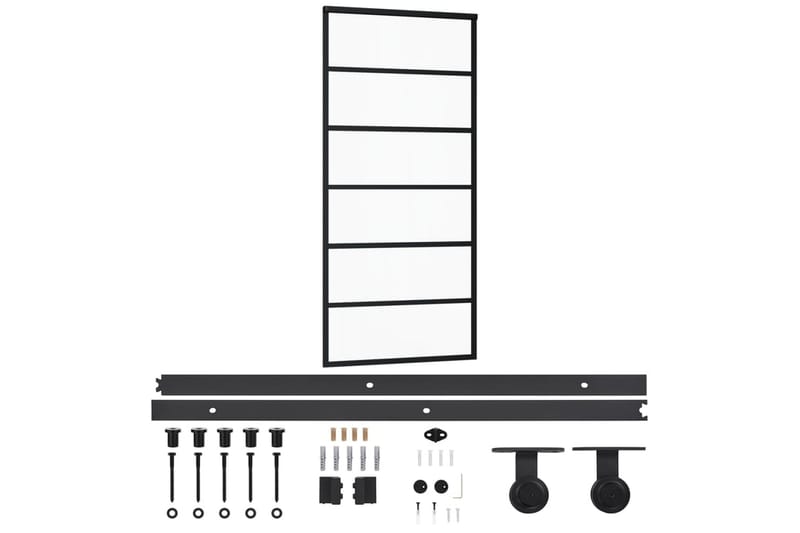 skydedør m. monteringssæt 90x205 cm - Sort - Skydedøre