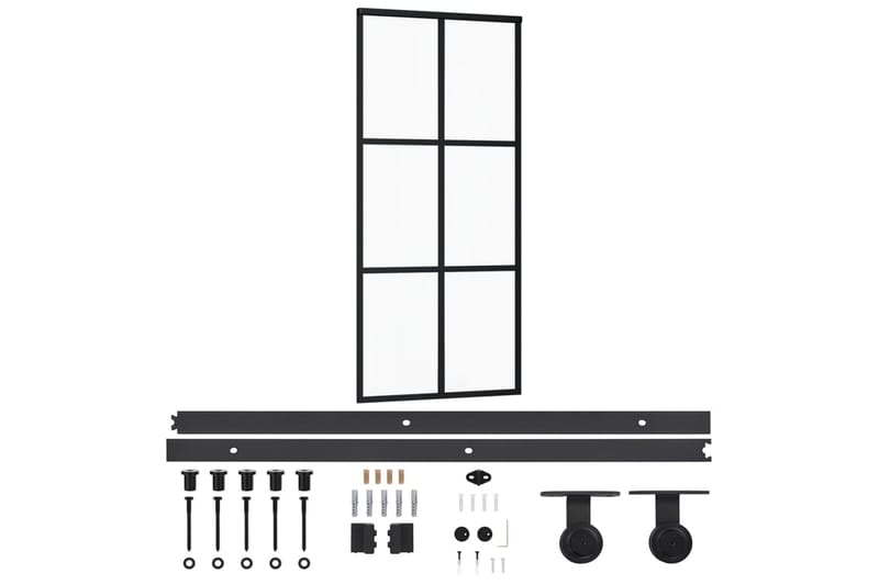 skydedør m. monteringssæt 90x205 cm - Sort - Skydedøre