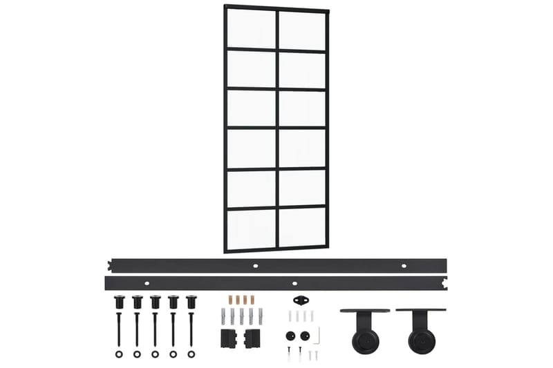 skydedør m. monteringssæt 90x205 cm - Sort - Skydedøre