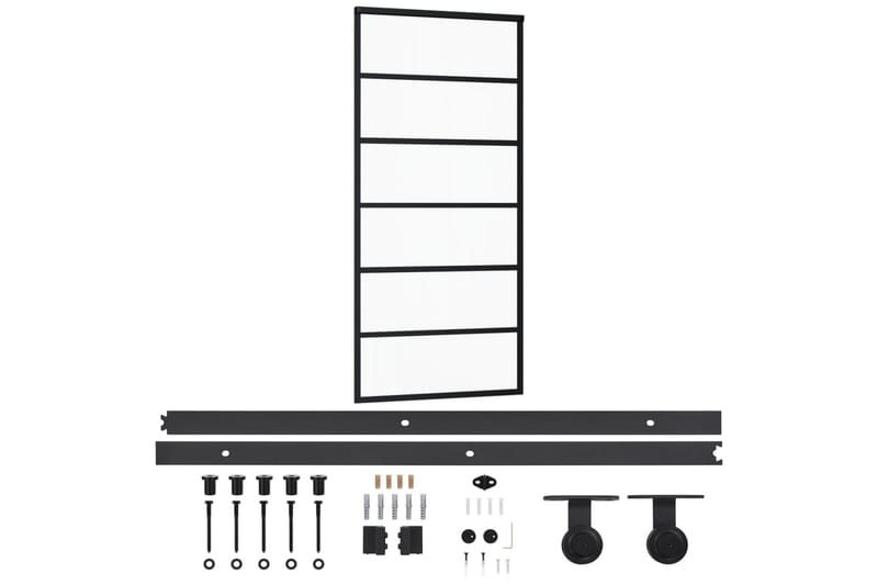 skydedør m. monteringssæt 90x205 cm - Sort - Skydedøre