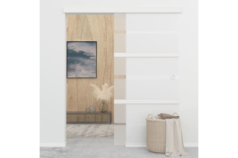 Skydedør Sikkerhedsglas Og Aluminium 102,5x205cm Sølvfarvet - Hus & renovering - Byggeri - Dørre & porte - Skydedøre