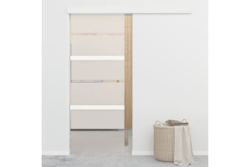 Skydedør Sikkerhedsglas Og Aluminium 76x205 cm Sølvfarvet - Hus & renovering - Byggeri - Dørre & porte - Skydedøre
