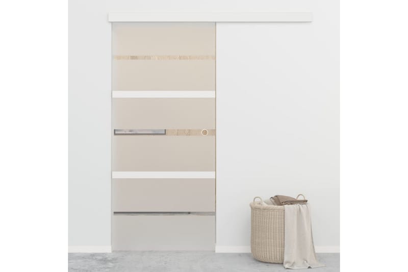 Skydedør Sikkerhedsglas Og Aluminium 90x205 cm Sølvfarvet - Hus & renovering - Byggeri - Dørre & porte - Skydedøre