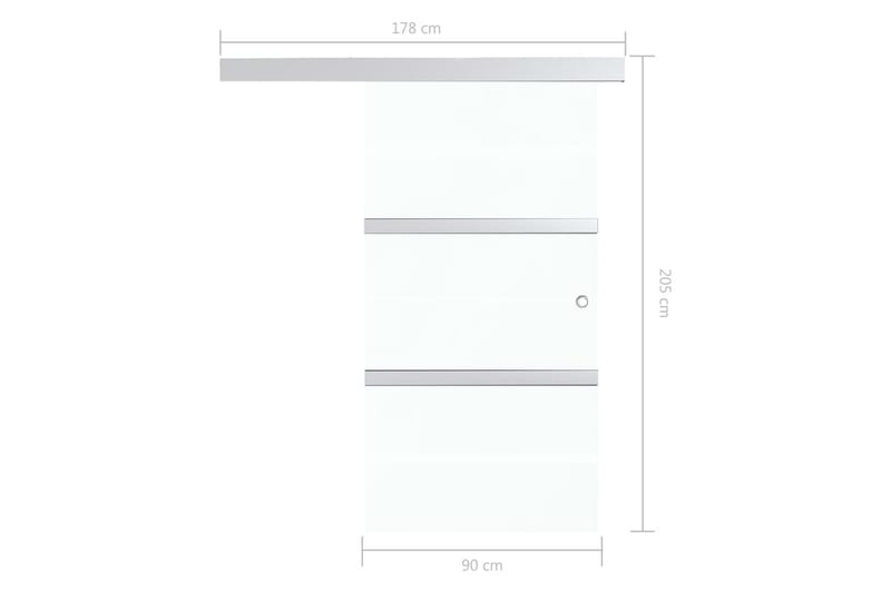 Skydedør Sikkerhedsglas Og Aluminium 90x205 cm Sølvfarvet - Hus & renovering - Byggeri - Dørre & porte - Skydedøre
