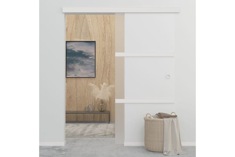 Skydedør Sikkerhedsglas Og Aluminium 90x205 cm Sølvfarvet - Hus & renovering - Byggeri - Dørre & porte - Skydedøre