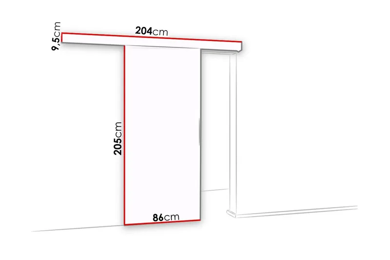 Alata Dør 204x86x205 cm - Hus & renovering - Byggeri - Dørre & porte - Skydedøre - Indvendig skydedør