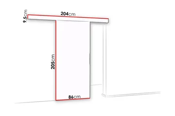 Alata Dør 204x86x205 cm - Hus & renovering - Byggeri - Dørre & porte - Skydedøre - Indvendig skydedør