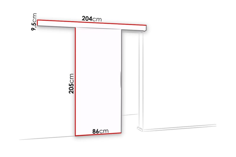 Alata Dør 204x86x205 cm - Hus & renovering - Byggeri - Dørre & porte - Skydedøre - Indvendig skydedør