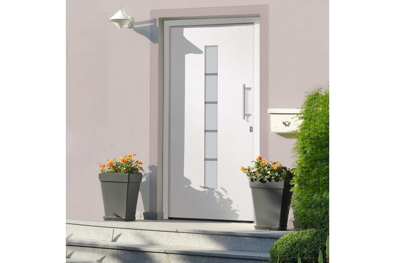 hoveddør 100x200 cm aluminium og PVC hvid - Hvid - Hus & renovering - Byggeri - Dørre & porte - Yderdør & hoveddør - Enkelt yderdør