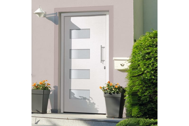 hoveddør 100x210 cm aluminium og PVC hvid - Hvid - Hus & renovering - Byggeri - Dørre & porte - Yderdør & hoveddør - Enkelt yderdør