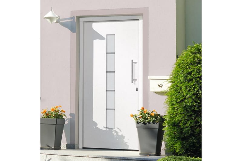 hoveddør 100x210 cm aluminium og PVC hvid - Hvid - Hus & renovering - Byggeri - Dørre & porte - Yderdør & hoveddør - Enkelt yderdør