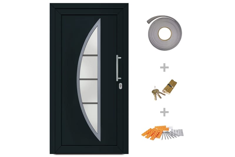 Hoveddør 108 X 208 Cm Antracitgrå - Grå - Hus & renovering - Byggeri - Dørre & porte - Yderdør & hoveddør - Enkelt yderdør