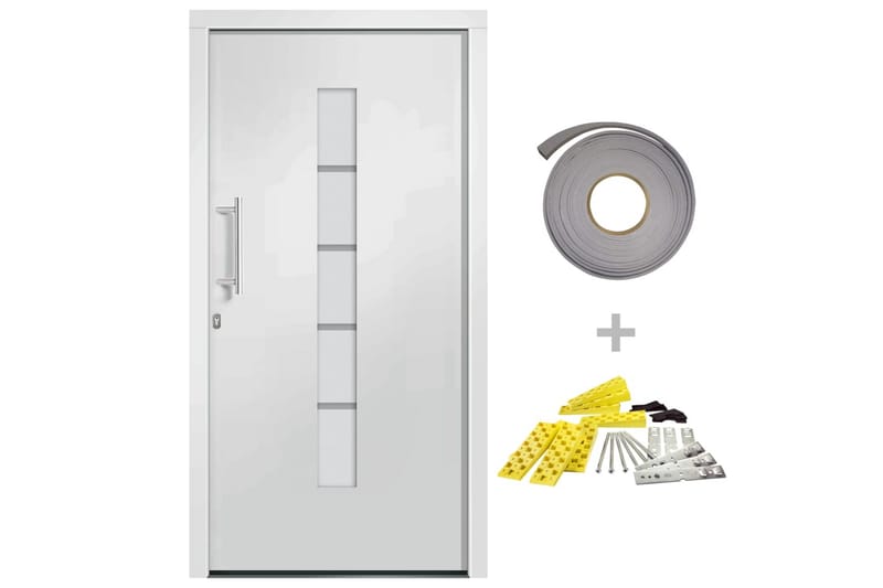 hoveddør 110x210 cm aluminium og PVC hvid - Hvid - Hus & renovering - Byggeri - Dørre & porte - Yderdør & hoveddør - Enkelt yderdør