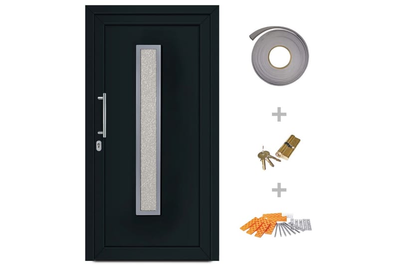 Hoveddør 98 X 208 Cm Antracitgrå - Grå - Hus & renovering - Byggeri - Dørre & porte - Yderdør & hoveddør - Enkelt yderdør