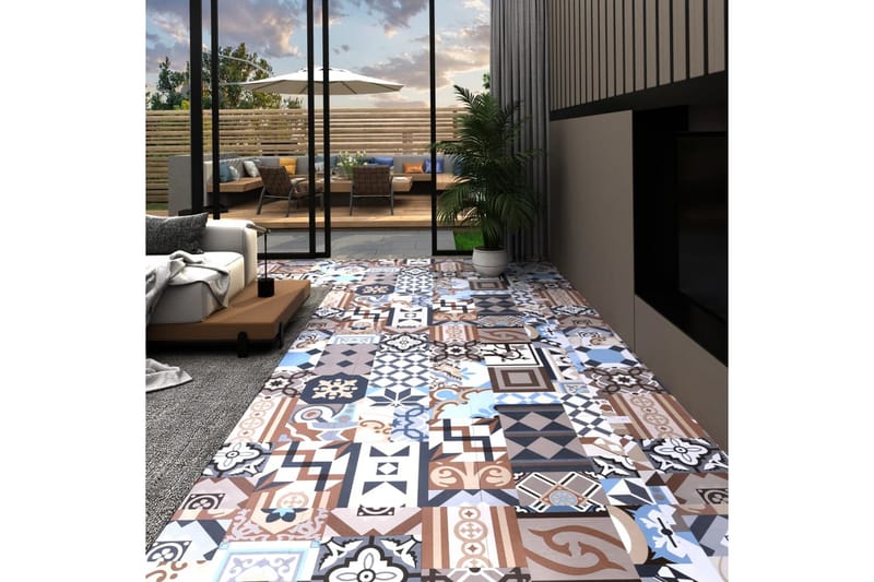 selvklæbende gulvbrædder 20 stk. 1,86 m² PVC monomønster - Flerfarvet - Laminatgulv køkken - Laminatgulv