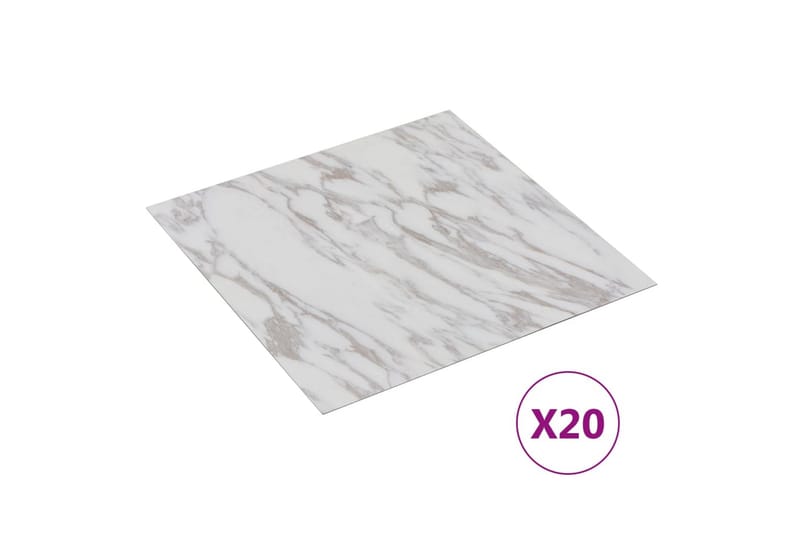 selvklæbende gulvbrædder 20 stk. 1,86 m² PVC hvid marmor - Hvid - Laminatgulv køkken - Laminatgulv