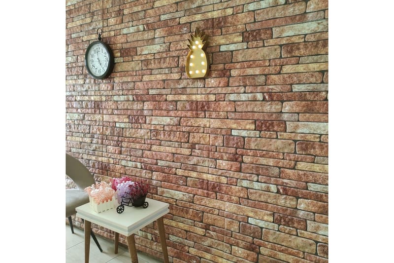 3D-vægpaneler 10 stk. murstensdesign EPS brun - Vægpanel & panelplade