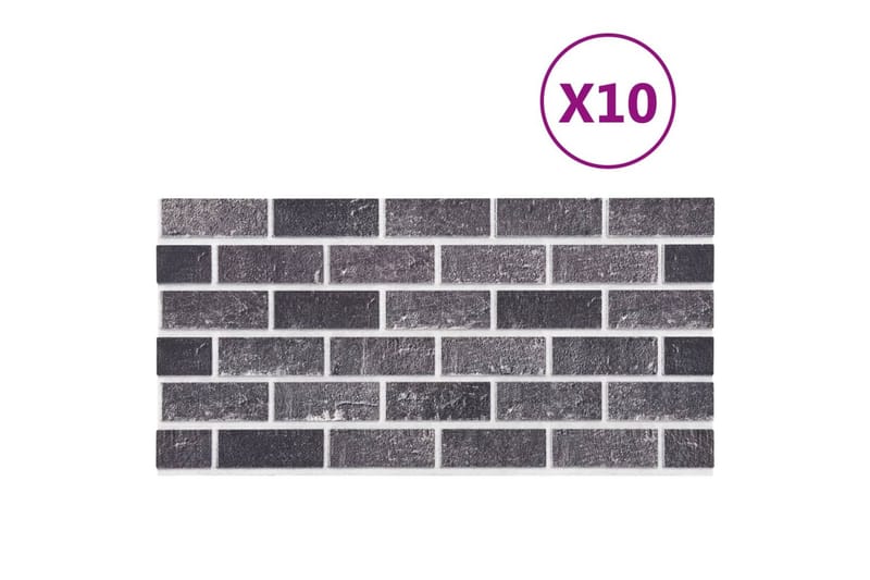 3D-vægpaneler 10 stk. murstensdesign EPS sort og grå - Hus & renovering - Byggeri - Gulv, væg & tag - Gulv & vægbeklædning - Vægpanel & panelplade