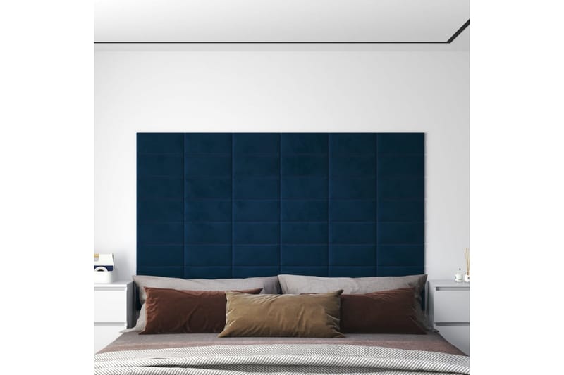 beBasic vægpaneler 12 stk. 30x15 cm 0,54 mÂ² fløjl blå - BlÃ¥ - Vægpanel & panelplade