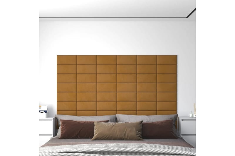 beBasic vægpaneler 12 stk. 30x15 cm 0,54 mÂ² fløjl brun - Brun - Vægpanel & panelplade