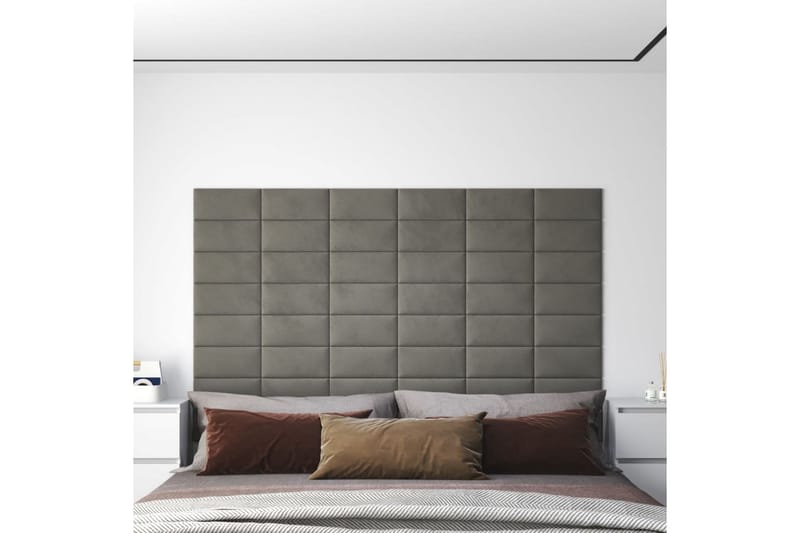 beBasic vægpaneler 12 stk. 30x15 cm 0,54 mÂ² fløjl lysegrå - GrÃ¥ - Hus & renovering - Byggeri - Gulv, væg & tag - Gulv & vægbeklædning - Vægpanel & panelplade