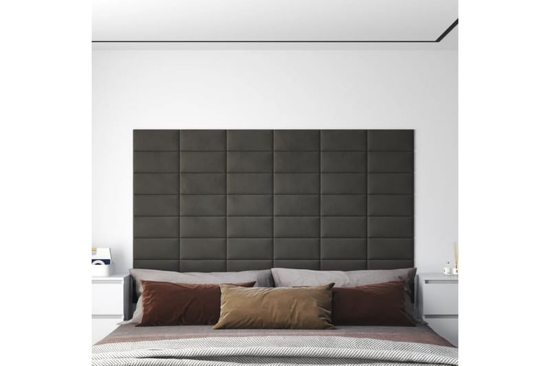 beBasic vægpaneler 12 stk. 30x15 cm 0,54 mÂ² fløjl mørkegrå - GrÃ¥ - Hus & renovering - Byggeri - Gulv, væg & tag - Gulv & vægbeklædning - Vægpanel & panelplade