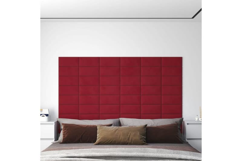 beBasic vægpaneler 12 stk. 30x15 cm 0,54 mÂ² fløjl vinrød - RÃ¸d - Vægpanel & panelplade