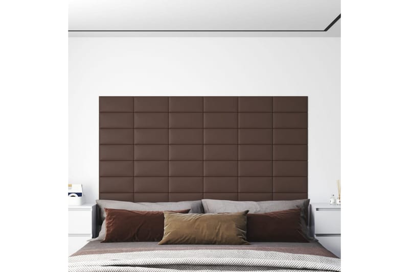 beBasic vægpaneler 12 stk. 30x15 cm 0,54 mÂ² kunstlæder brun - Brun - Hus & renovering - Byggeri - Gulv, væg & tag - Gulv & vægbeklædning - Vægpanel & panelplade