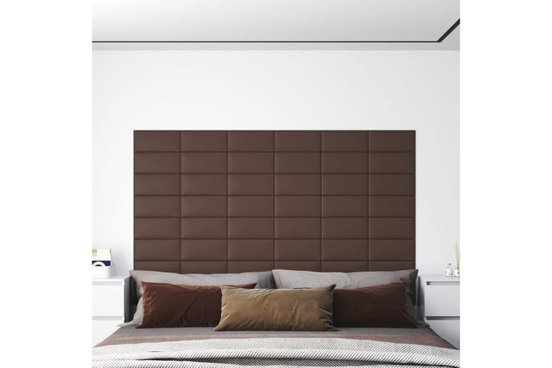 beBasic vægpaneler 12 stk. 30x15 cm 0,54 mÂ² kunstlæder brun - Brun - Vægpanel & panelplade