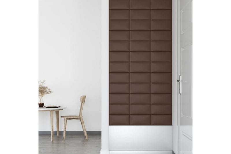 beBasic vægpaneler 12 stk. 30x15 cm 0,54 mÂ² kunstlæder brun - Brun - Hus & renovering - Byggeri - Gulv, væg & tag - Gulv & vægbeklædning - Vægpanel & panelplade