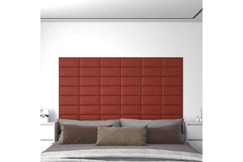 beBasic vægpaneler 12 stk. 30x15 cm 0,54 mÂ² kunstlæder vinrød - RÃ¸d - Vægpanel & panelplade