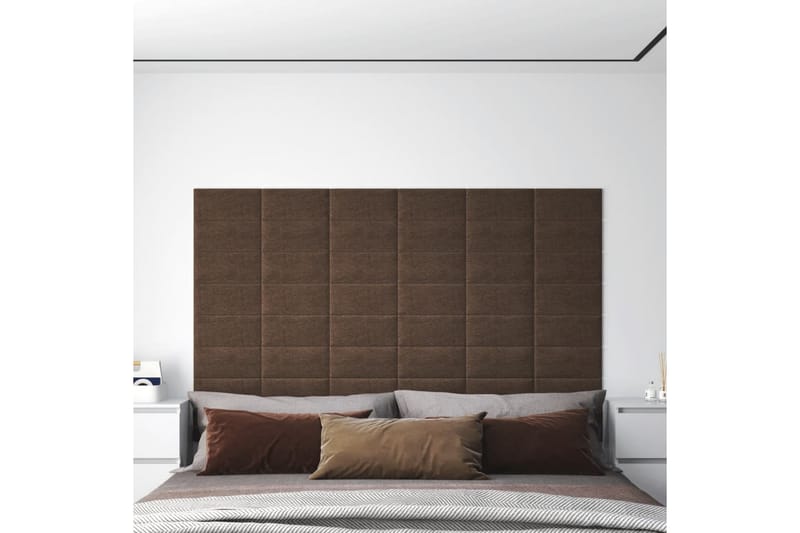 beBasic vægpaneler 12 stk. 30x15 cm 0,54 mÂ² stof brun - Brun - Vægpanel & panelplade