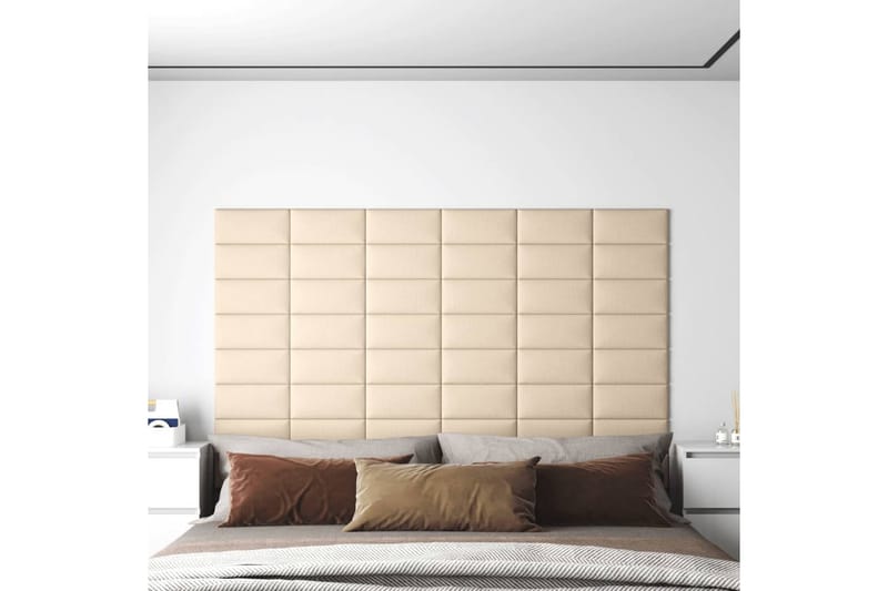 beBasic vægpaneler 12 stk. 30x15 cm 0,54 mÂ² stof cremefarvet - Creme - Vægpanel & panelplade